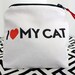 I Love My Cat small zip pouch in white linen