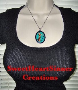 Jesus Christ Innocent Big Eyed Kitsch Image Christianity Necklace Pendant