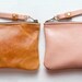 PEACHES and Caramel Leather Wallet. Small leather Pouch. Leather Wallet