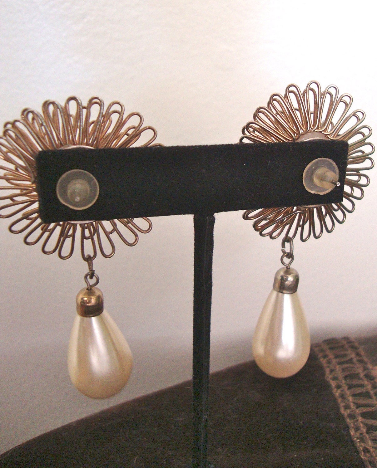 Art Deco Dangle Earrings Wired Metal Work