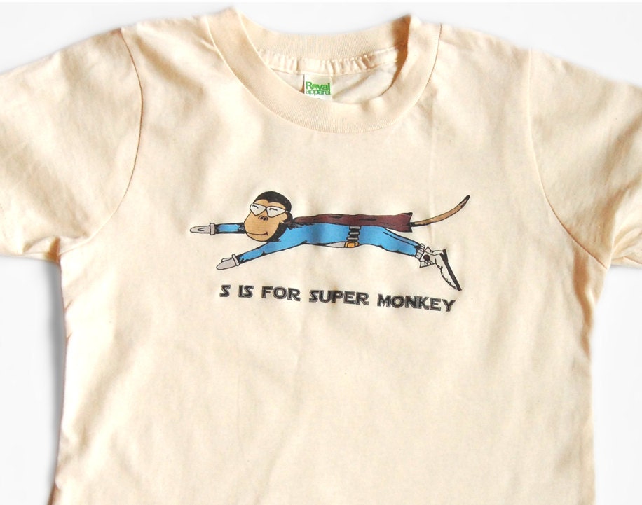 Funny Toddler Shirt, Monkey T-shirt, Super Hero, Letter S, Monkey Onesie, Organic