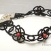 Tatted Lace Bracelet in black with Red Jade beads -Flourish