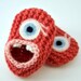 Wool Monster Slippers, Pink, 0, 3, 6 or 12 months