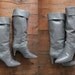 1980s vintage gray leather heeled boots 6