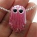 Pink Jellyfish Lampworked Glass Bead Necklace