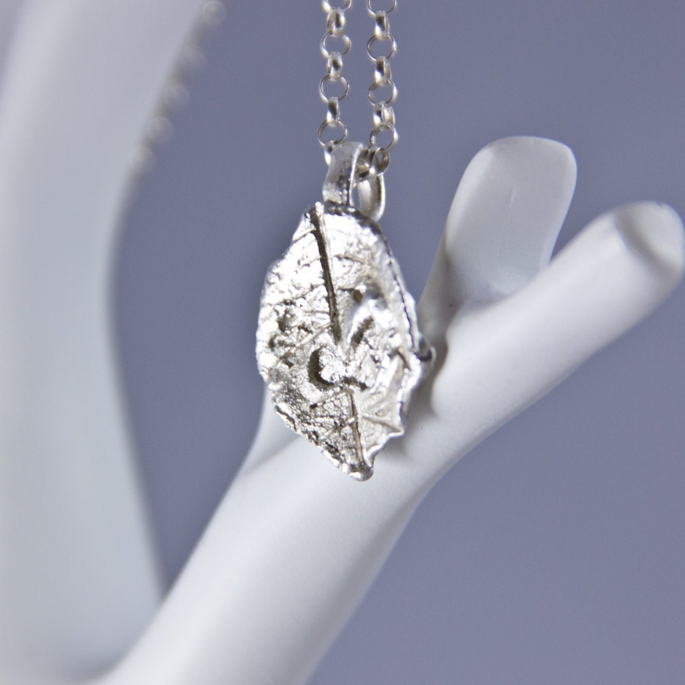 Handmade Leaf Silver Pendant PMC