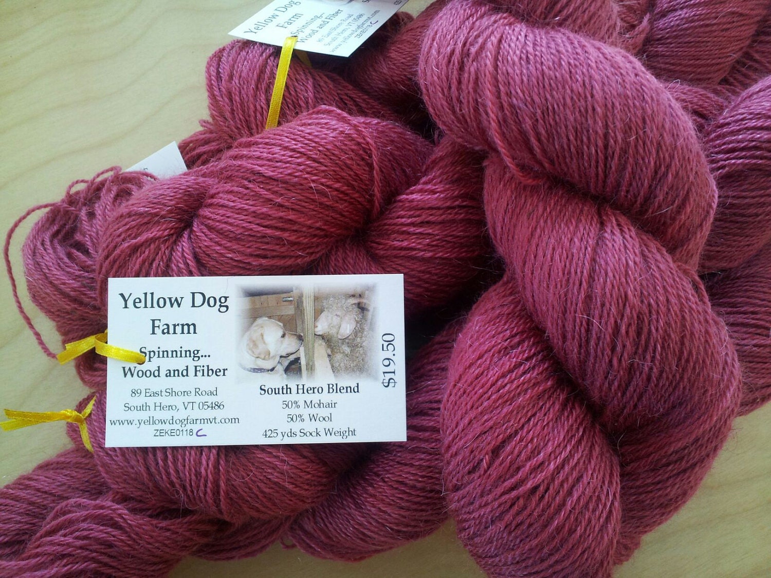 Sock yarn, vermilion 3ply Mohair-merino