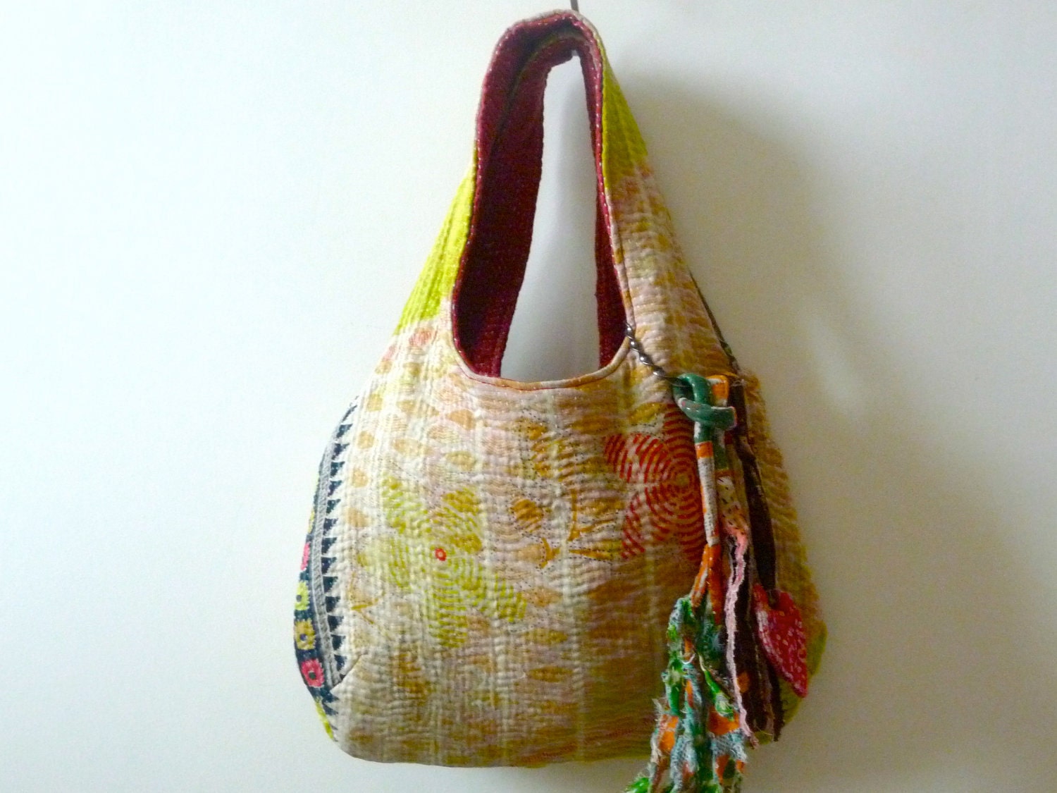 reversible vintage kantha quilt bag / ethnic tote