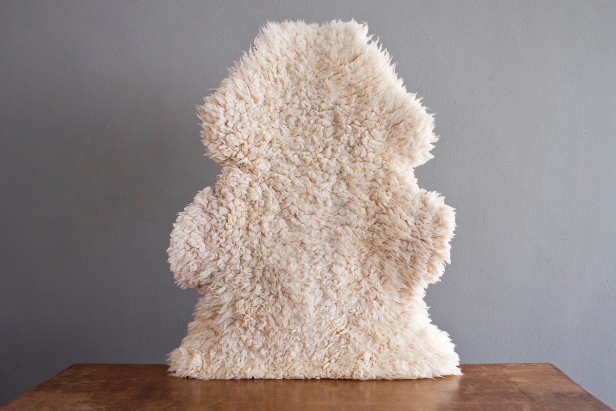 Vintage Sheepskin Pelt Nappy Ivory Fur Leather Hide