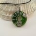 Recycled Glass Donut Pendant Green Wire Wrapped