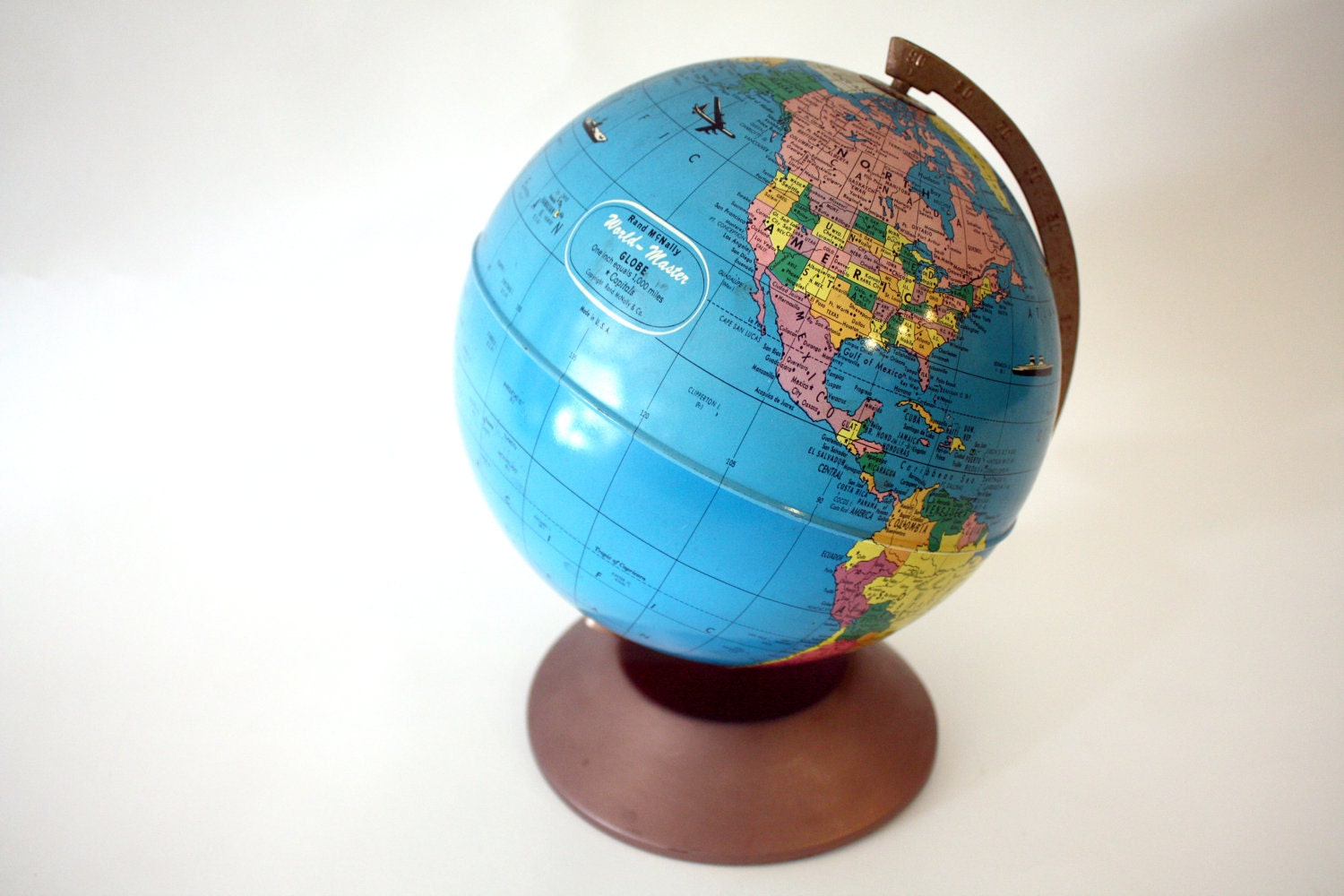 Vintage Mid Century Rand McNally 8" Capitals World Globe