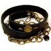 Stitched Leather Wrap Bracelet with Onyx