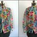 1970s Sheer Bow Tie Blouse Neon Floral Print