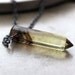 Bicolor Quartz Point Necklace, Smoky Brown and Lemon Yellow Quartz Crystal Icicle Oxidized Sterling Silver Necklace - Sweet Tea