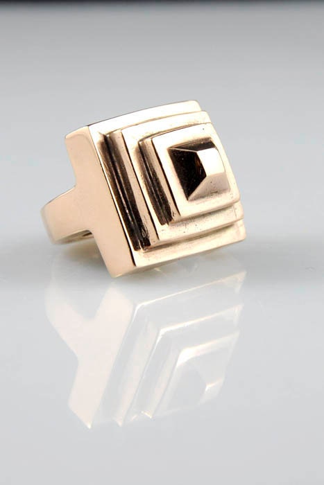 ROSE GOLD INCA Pyramid Ring - 24kt Gold Plated