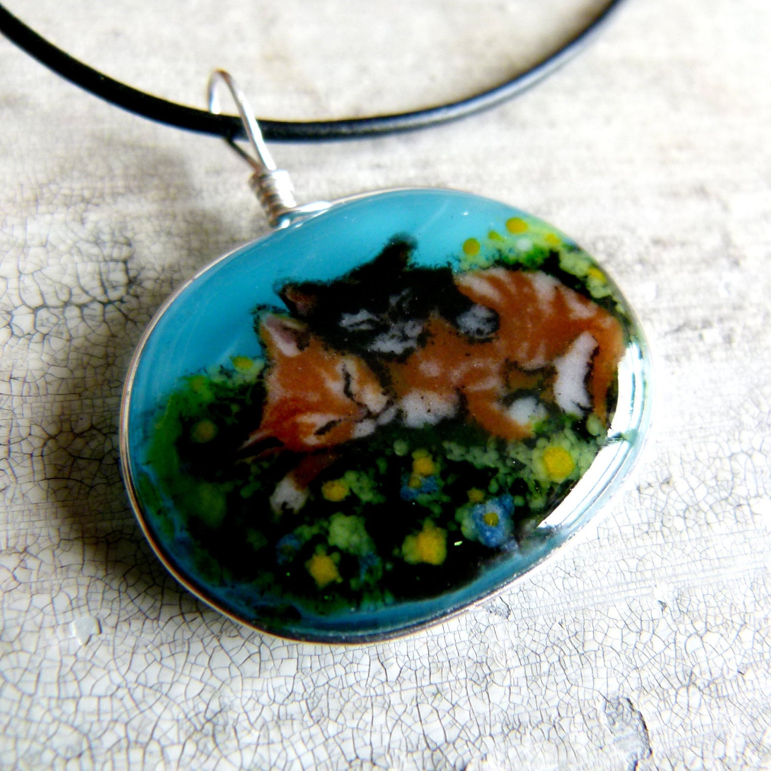 Kittens - Fused glass pendant