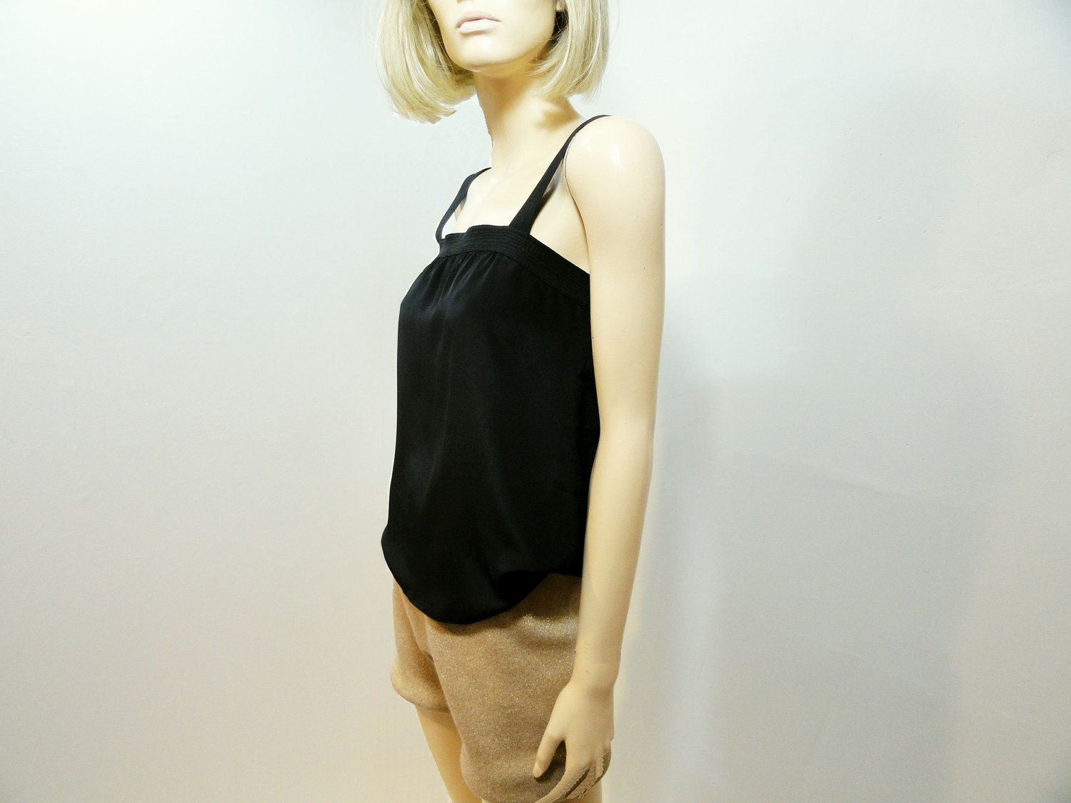 Vintage Jack Mulqueen Tank Top Black 1980s Designer XS