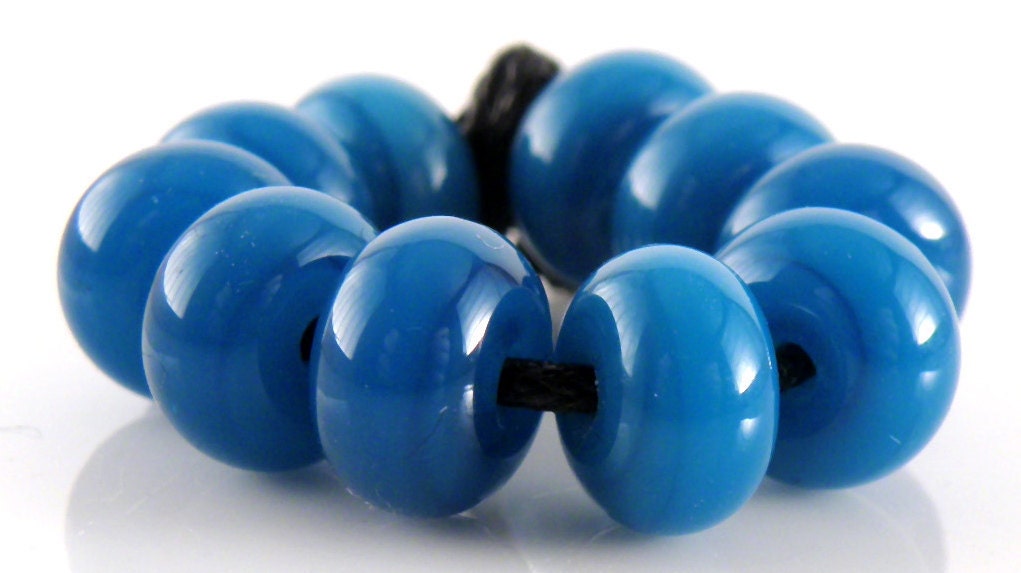 Atlantis Spacers - Handmade Lampwork Glass Beads - Blues, Turquoise - 5mm SRA (Set of 10 Spacer Beads)
