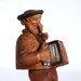 Vintage Figurine Black Forest Carved Wood Accordion Player Man Bavarian Germany Folk Art