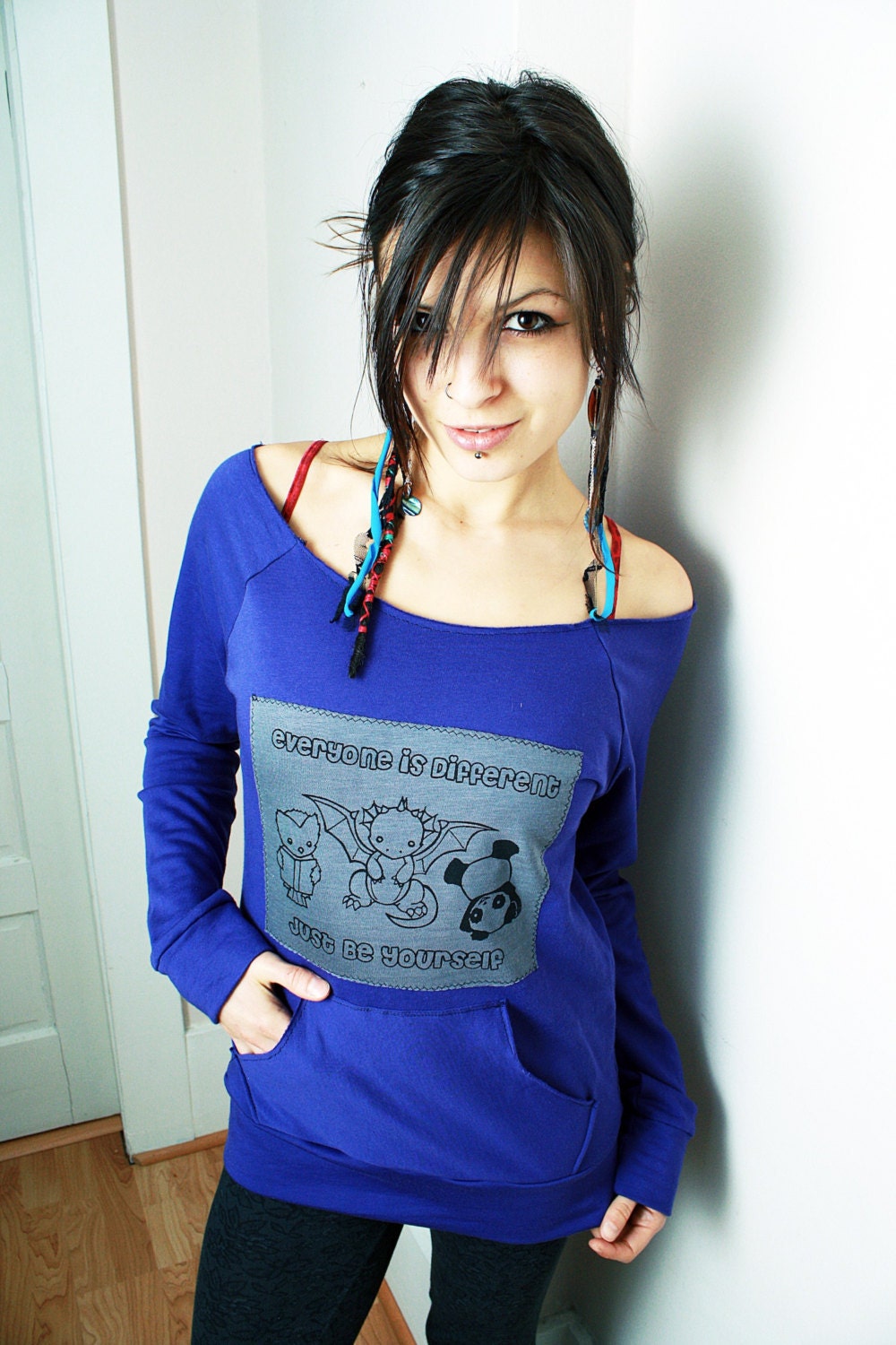 Everyone is Different Just Be Yourself - Oversized Sweater - Organic Eco Positive - ReLove Plan.et - OOAK