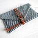 Blue Stripe Leather Wrap Wallet Free US Shipping