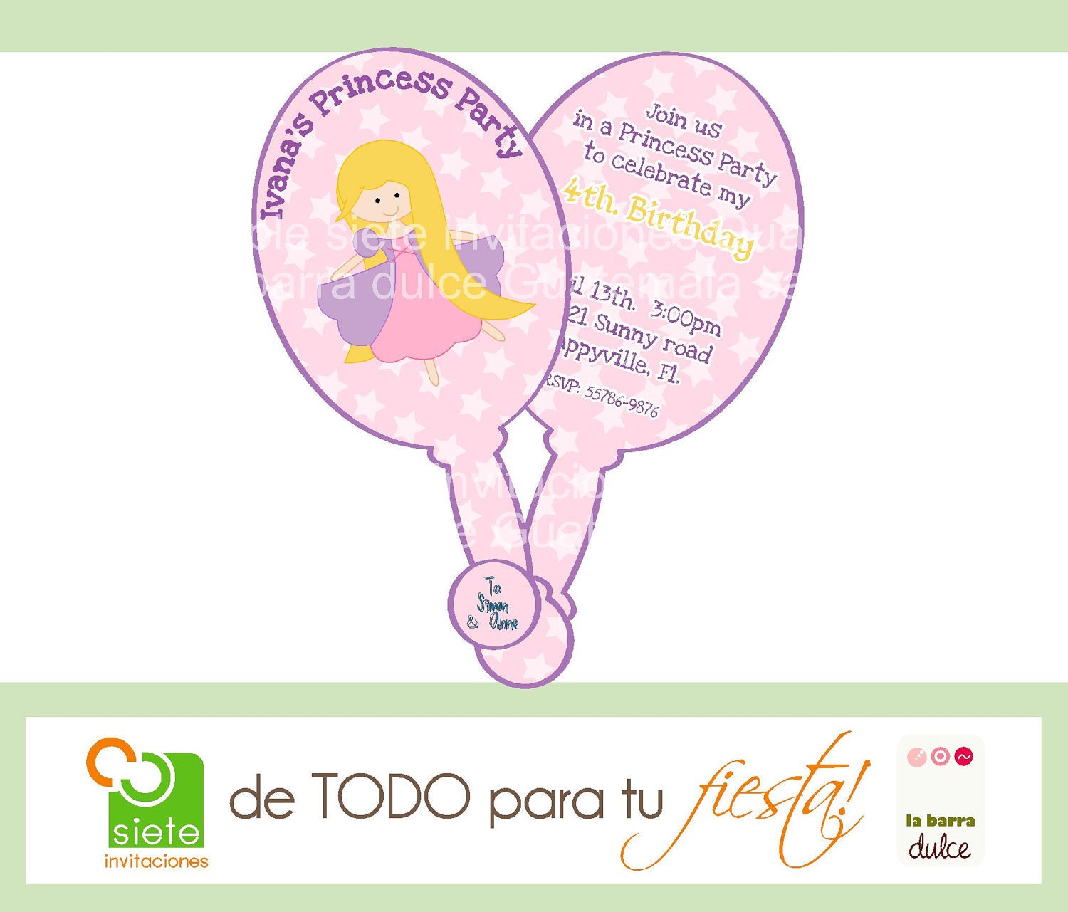 Princess Fairy tale  Ballerina PRINTABLE mirror invitation PERSONALIZED