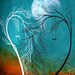 SALE - Modern Art Print Landscape Tree in Aqua and Orange - Heartache and Poetry 46 by Jaime Best
