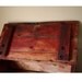 Primitive Red Stained Painted Document Box Storage Trunk Bench