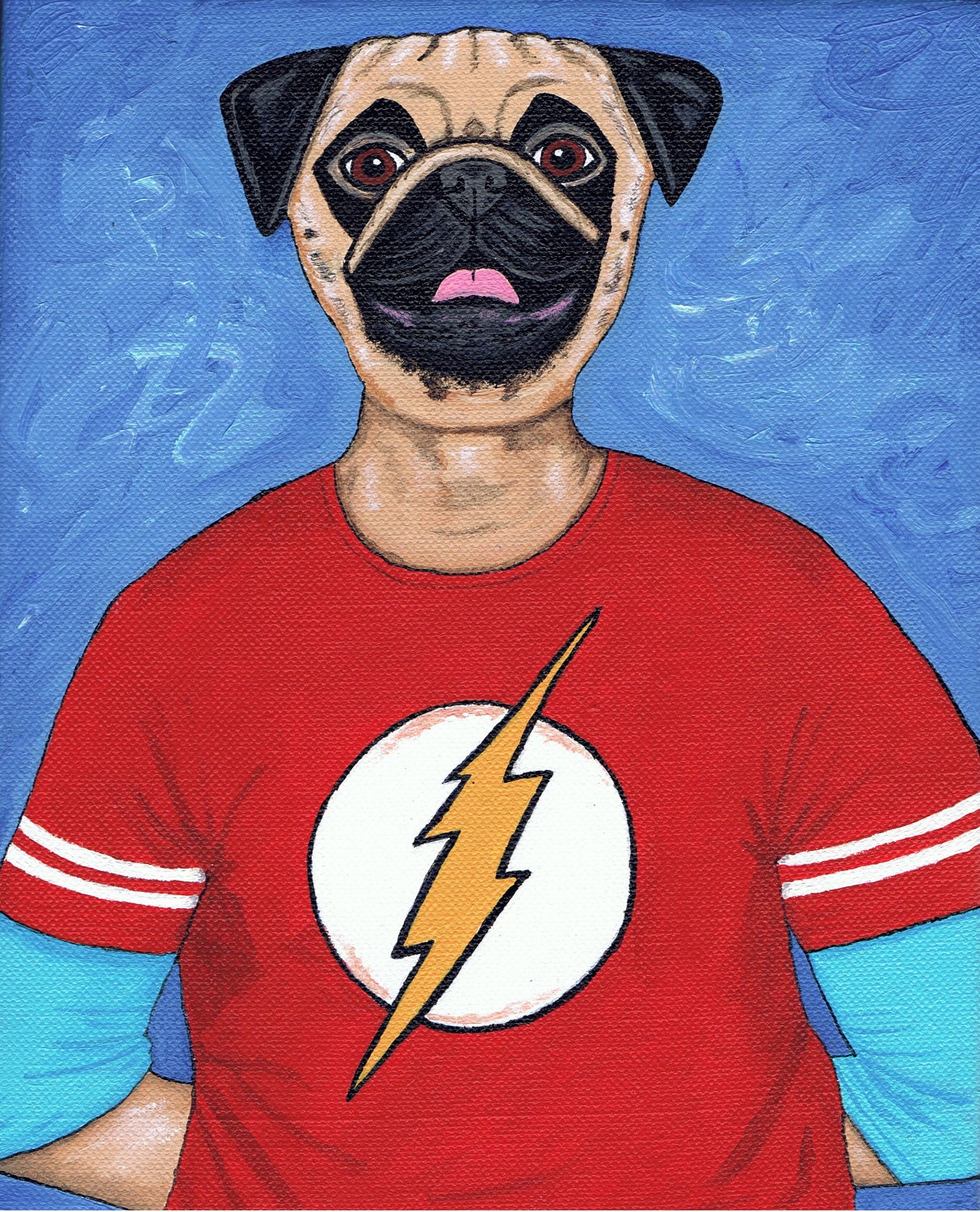 Sheldon Cooper Pug Original Acrylic Painting