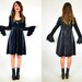 witchy crushed black velvet mini dress, xsmall-small