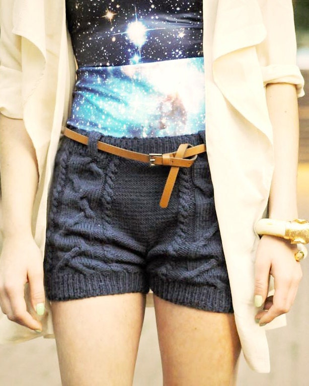 Dark Marine Blue Knitted Shorts