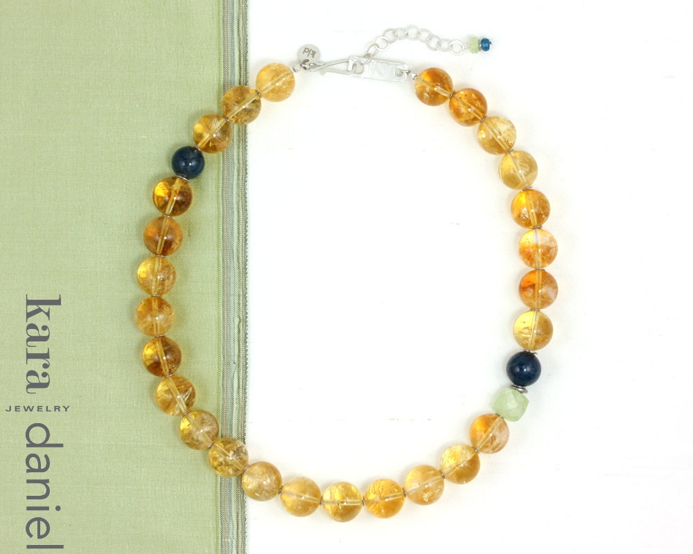 glowing citrine circles . necklace