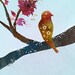 24x36 Art Print - The World Standing Still (blue)- 24 x 36 LARGE Print - Bird Art