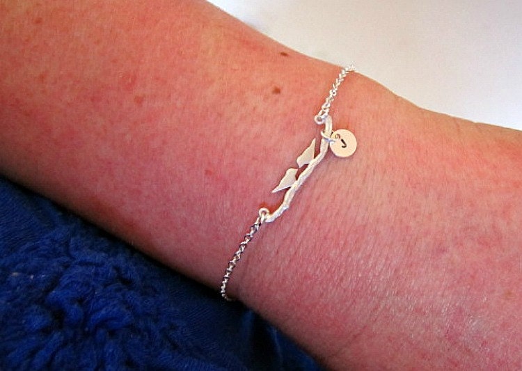 Personalized Jewelry  Love Birds Bracelet  Hand by SnobishDesign