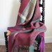 Hand Woven Throw Blanket in Cranberry Plaid Stripe Mohair