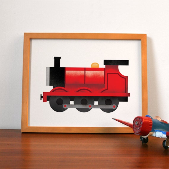 Kids Train Print - Red 8 x 10