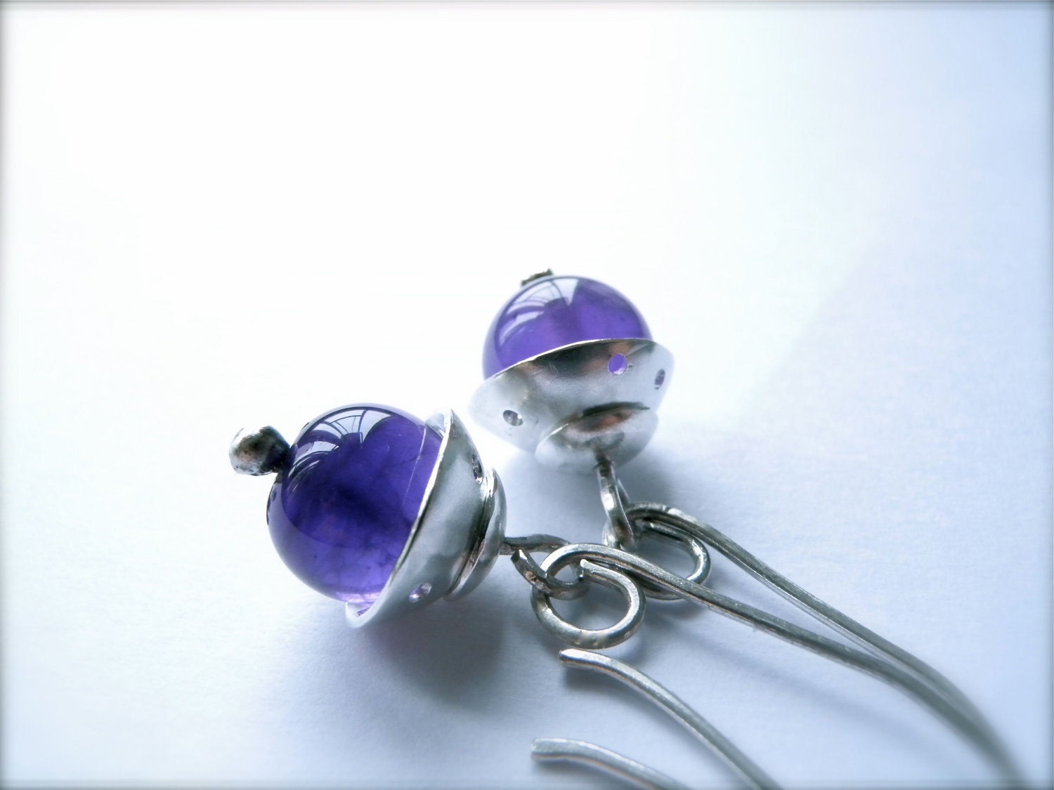 ADELE Amethyst Silver Earrings  Modern design by ChristianJessie from etsy.com