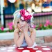 Pretty Please with Sugar on Top flower headband with rosettes and feathers