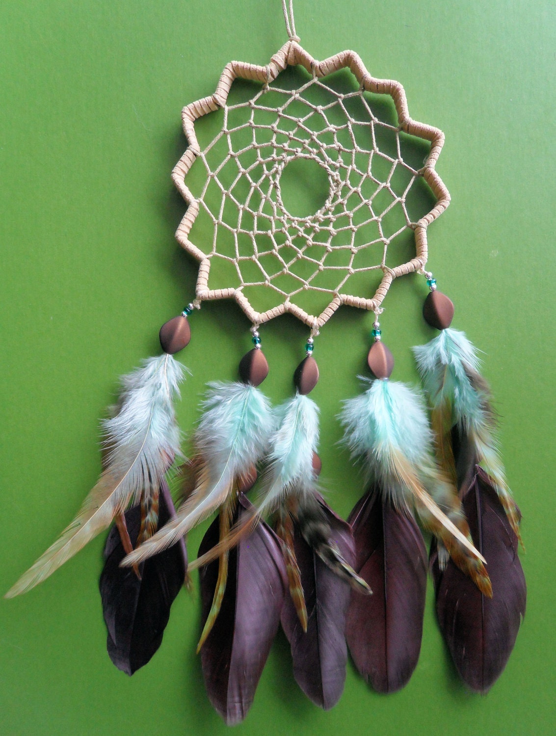 Dream Catcher - Bohemian - Star - Brown and Blue - Unique - Modern