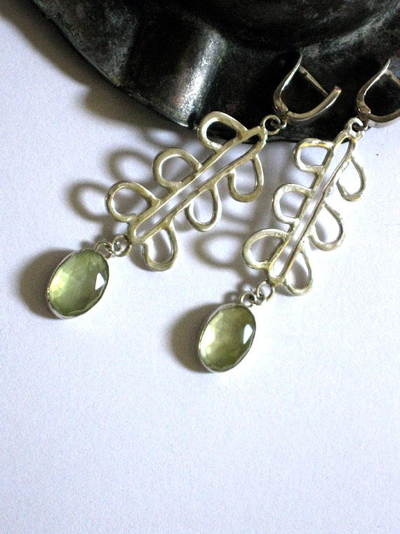 Prehnite silver earrings, handcrafted Sterling Silver jewelry and gemstones