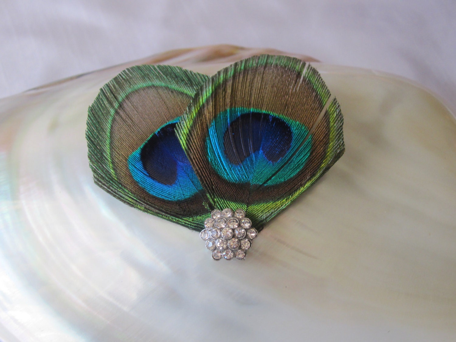 Set of 3 Bridesmaid peacock double feather hair fascinator, barrette, hair clip