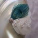 Teal peacock feather and Ivory goose feather hair fascinator, barrette, hair clip - free shipping