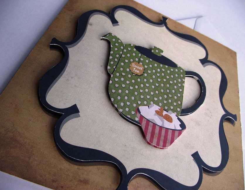 British Tea Party Handmade 3D Sweet Tea Card