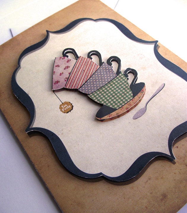 British Tea Party Handmade 3D Card