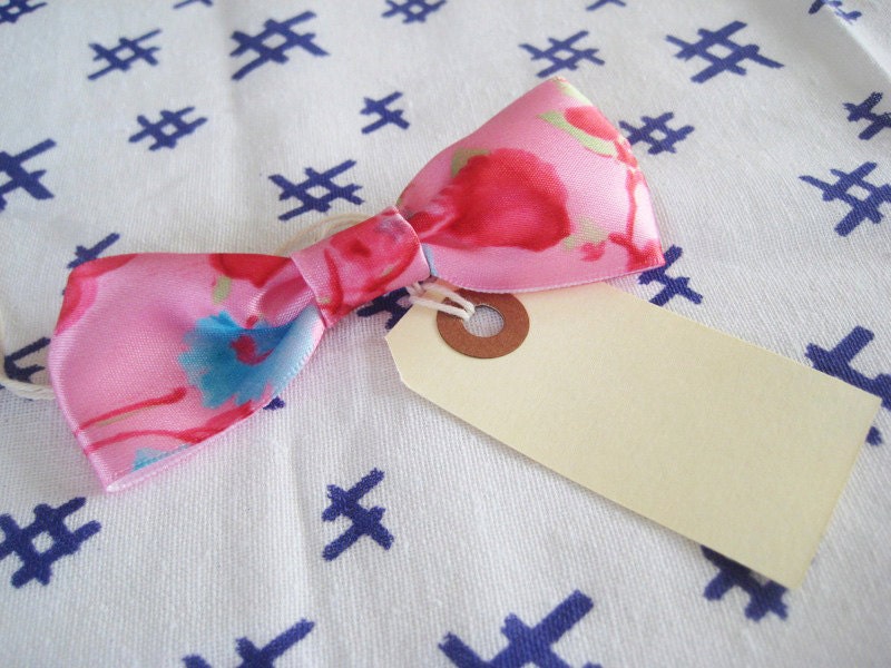 Cherry Blossom Clo Bow - Watercolor Print Satin Like Hair Bow