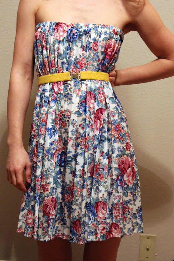 Vintage Flower Mini Dress MEDIUM