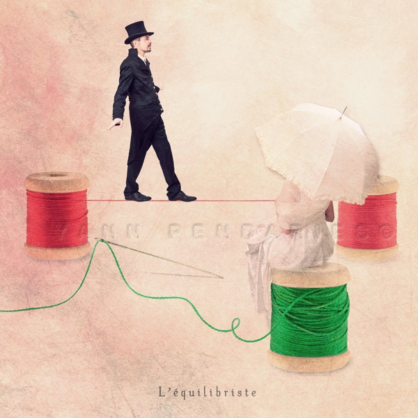 Small Trades self-portrait - Circus - The equilibrist - Signed Numbered Fine Art Photography Print 8x8" (20x20cm)