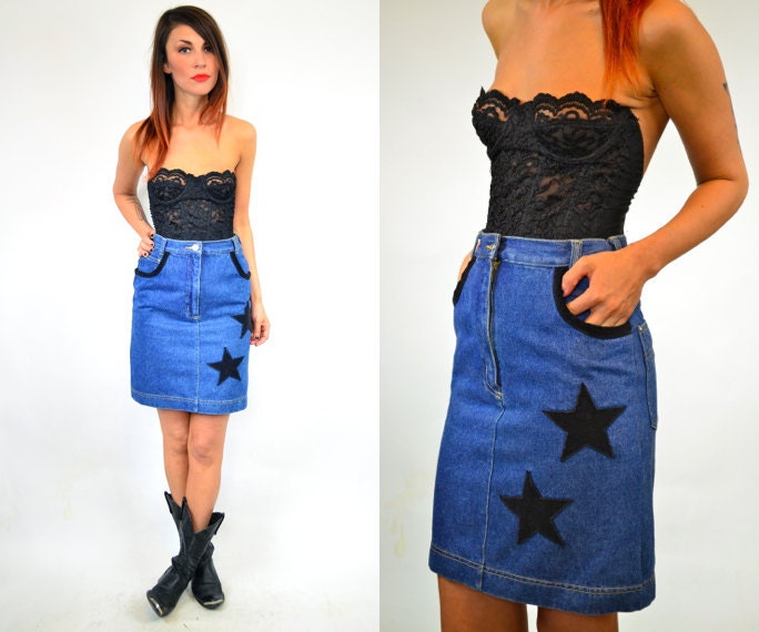 HIGH WAISTED denim COSMIC grunge mini skirt, xxsmall-xsmall