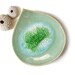 Pottery bowl Rainforest leaf ceramic bowl in green pottery with turquoise blue recycled glass Soap dish decorative bowl home decor eco