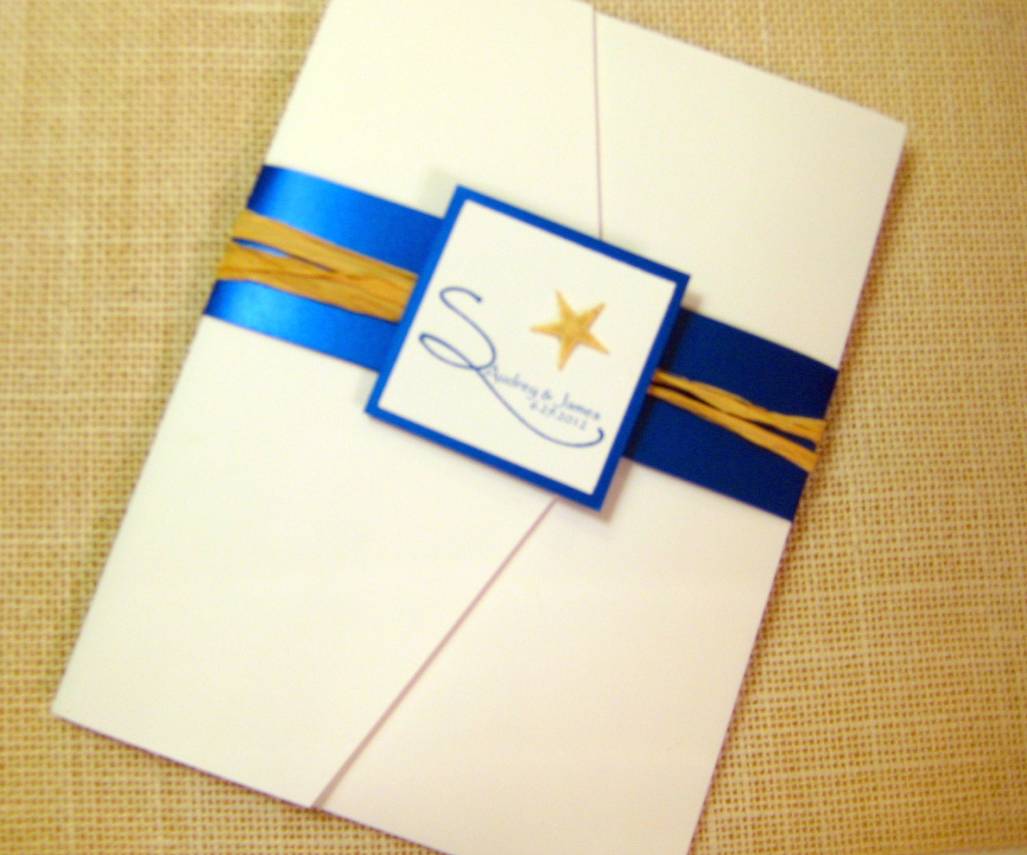 Seaside maritime Starfish Pocket Wedding Invitation Set